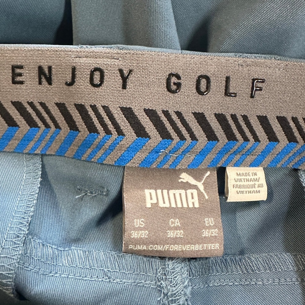Puma Enjoy Golf Pants Chino Pants 36X32 Blue Flat Front Performance Tech Stretch - Picture 4 of 10